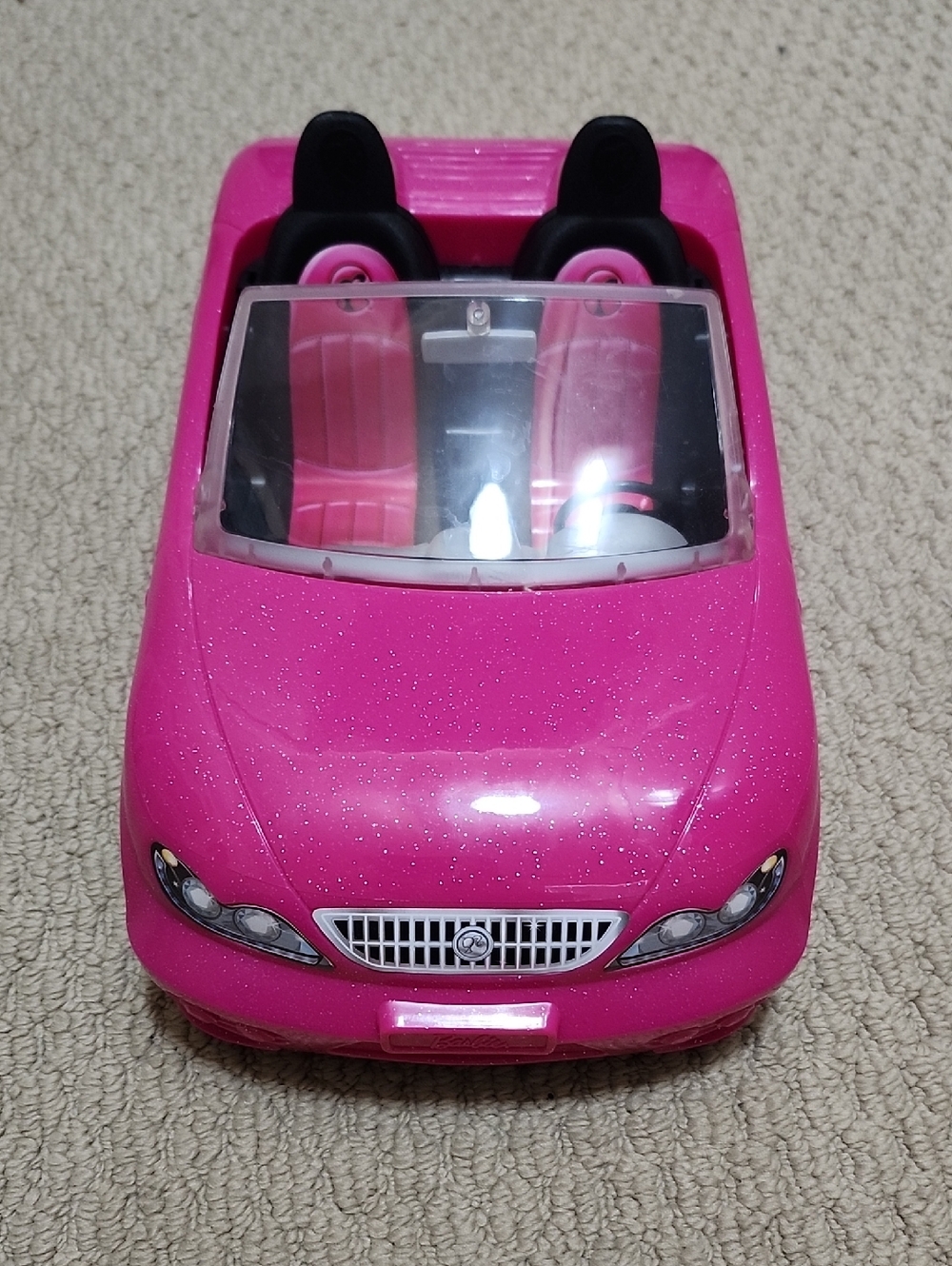 Mattel Barbie Hot Pink Spatkle Convertible Toy Car, Fits 2 Dolls (2013)